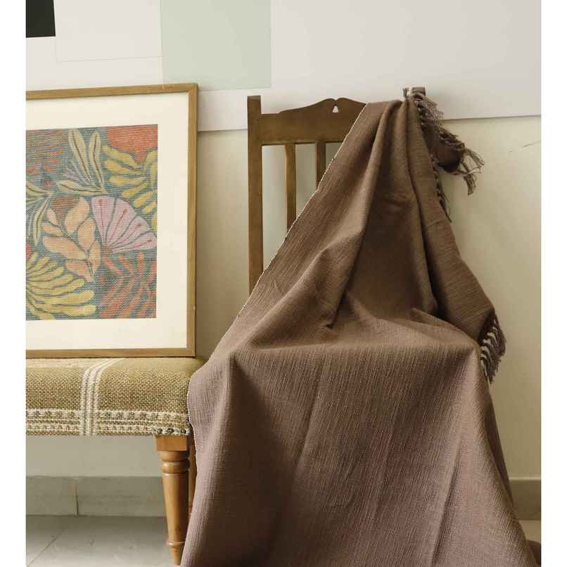 CasaCraft Pepperfry Sofa Covers Solid Brown 60 x 44 Inch Reversible Cotton Blanket for Living Room CasaCraft Pepperfry Sofa Covers Solid Brown 60 x 44 Inch Reversible Cotton Blanket for Living Room