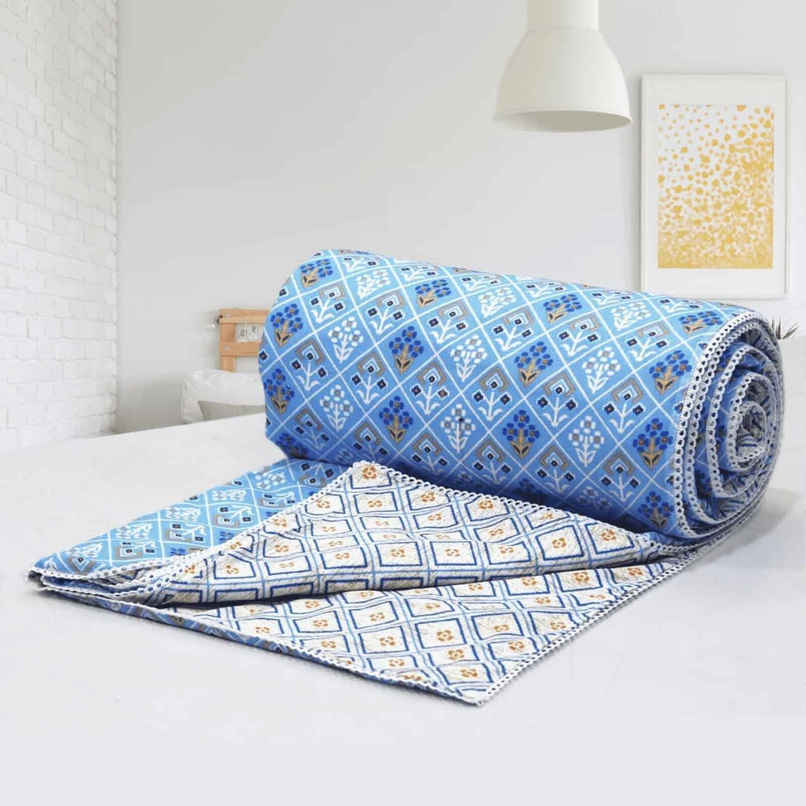 Casacraft by Pepperfry Dohar 150 GSM | Single | Blue