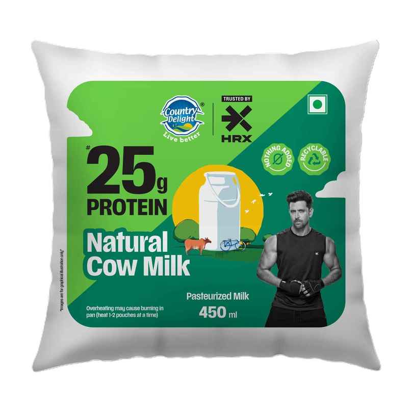 Country Delight Natural Fresh Cow Milk | 25g Protein | Pouch Country Delight Natural Fresh Cow Milk | 25g Protein | Pouch