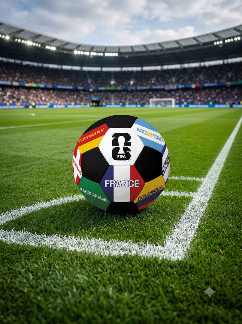 FIFA World Cup 2026 Official Licensed Football | Size 5 | PP | Multi Flag | Black