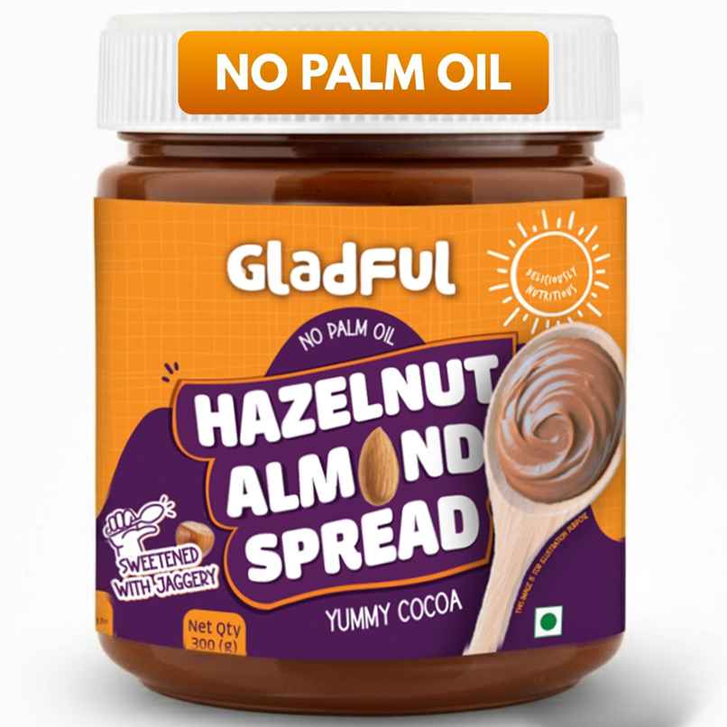 Gladful Chocolate Spread | Hazelnut | Sweetened With Jaggery, No Palm Oil, No Refined Sugar Gladful Chocolate Spread | Hazelnut | Sweetened With Jaggery, No Palm Oil, No Refined Sugar