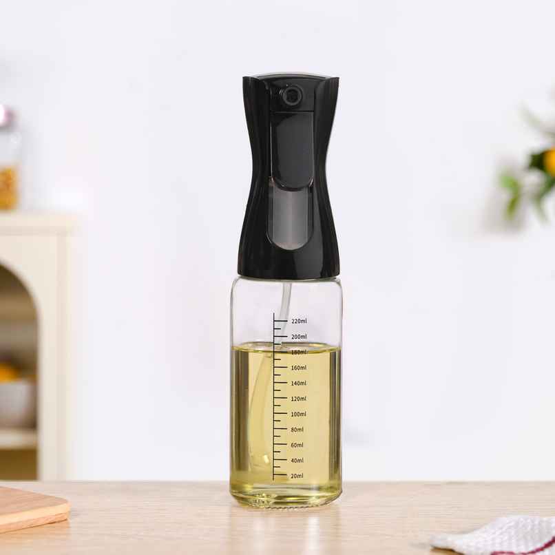 Nestasia Gourmet Clear Glass Oil Bottle | 220 ml | Black