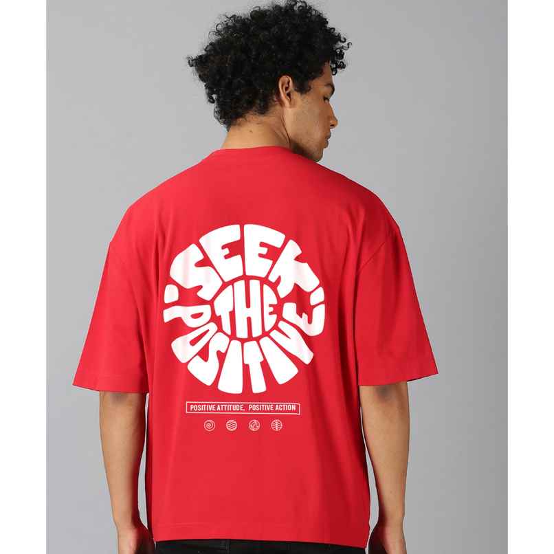 De Tees Men's Oversize T-shirt | M-OST-RED-POSITIVE | Red - M
