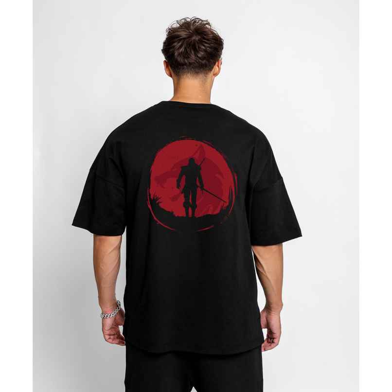 De Tees Men's Oversize T-shirt | M-OST-BLACK-TRIANGLE | Black - L