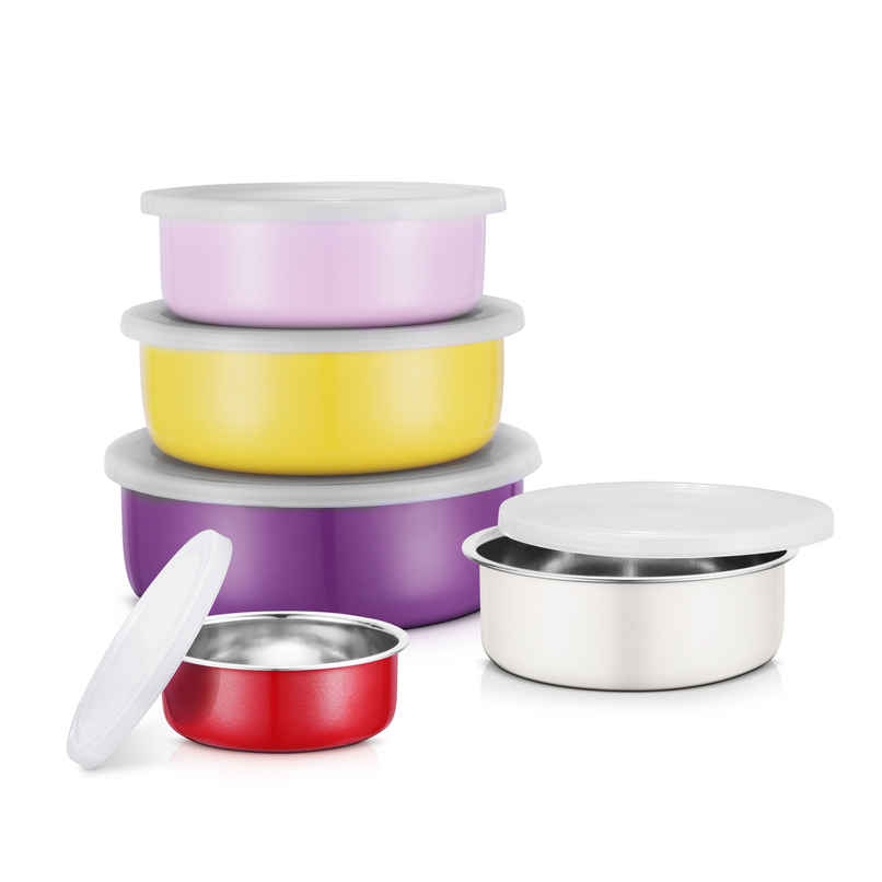 Jensons Ss 5 Pcs Rainbow Bowl Set Container