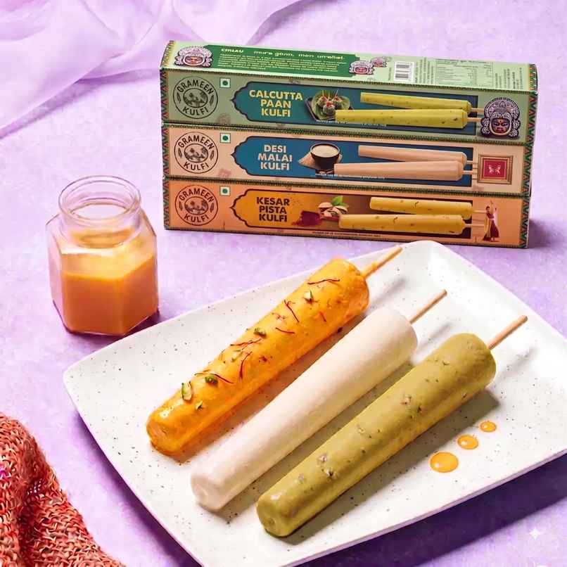 Grameen Tricolour Kulfi Sticks Pack of 3 - Kesar Pista, Desi Malai, Calcutta Paan Combo Grameen Tricolour Kulfi Sticks Pack of 3 - Kesar Pista, Desi Malai, Calcutta Paan Combo
