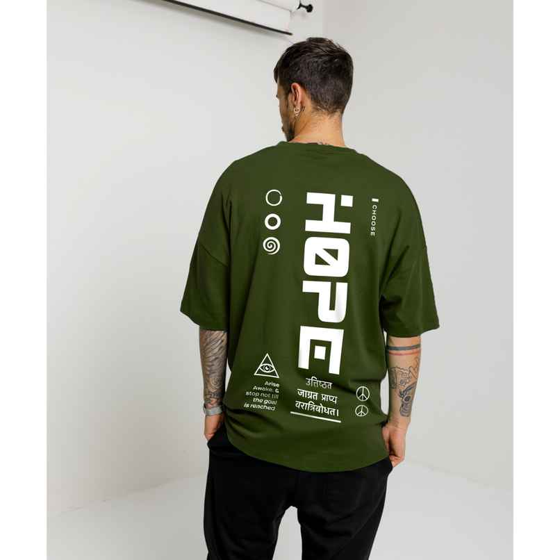 De Tees Men's Oversize T-shirt | M-OST-OLIVE-GREEN-HOPE | Olive - S