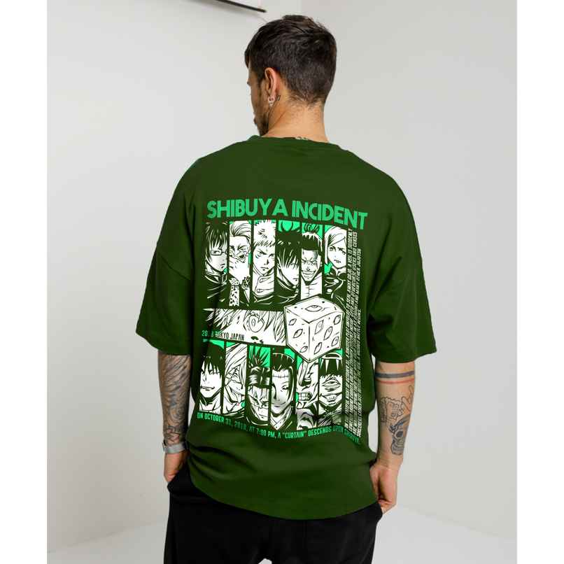 De Tees Men's Oversize T-shirt | M-OST-OLIVE-SHIBUYA | Olive - XL