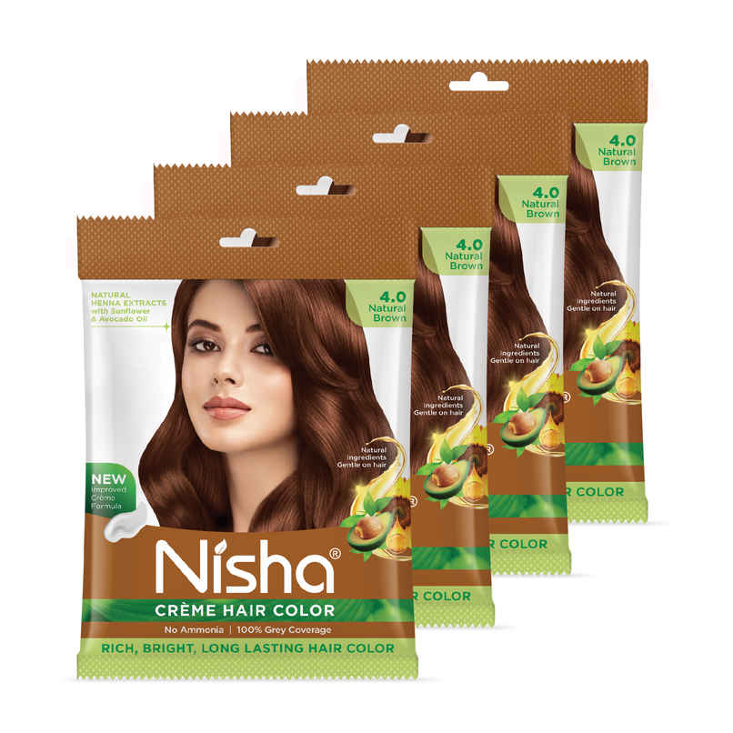 Nisha Creme Hair Color Pouch | Natural Brown Nisha Creme Hair Color Pouch | Natural Brown