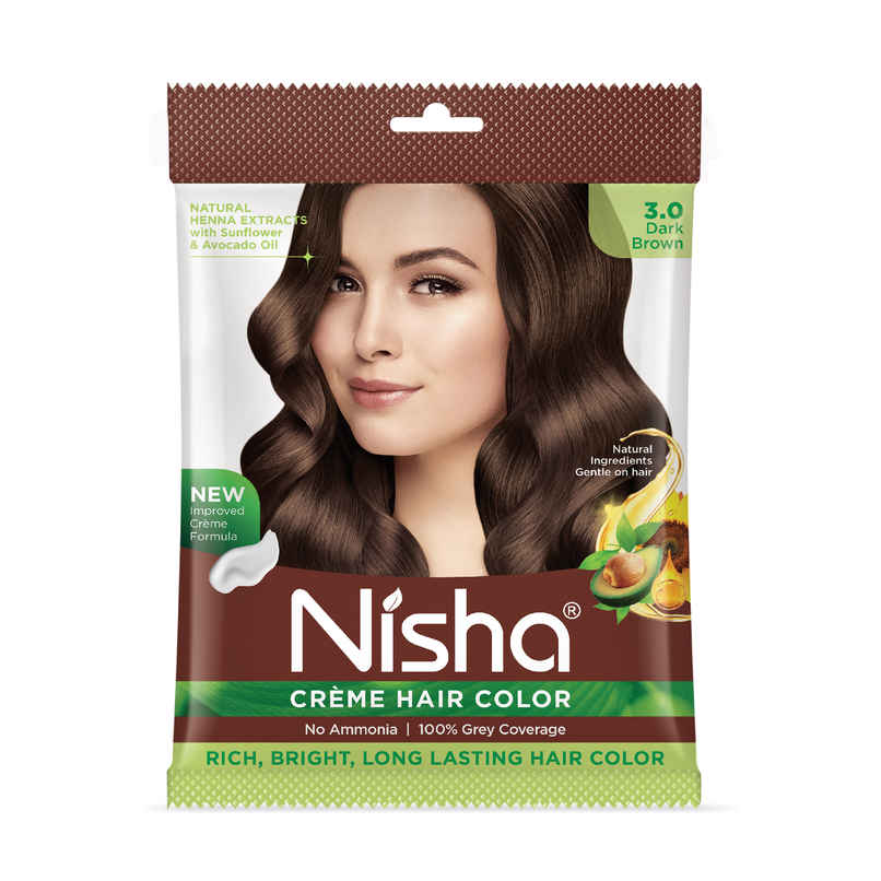 Nisha Creme Hair Color Pouch | 3.0 Dark Brown Nisha Creme Hair Color Pouch | 3.0 Dark Brown