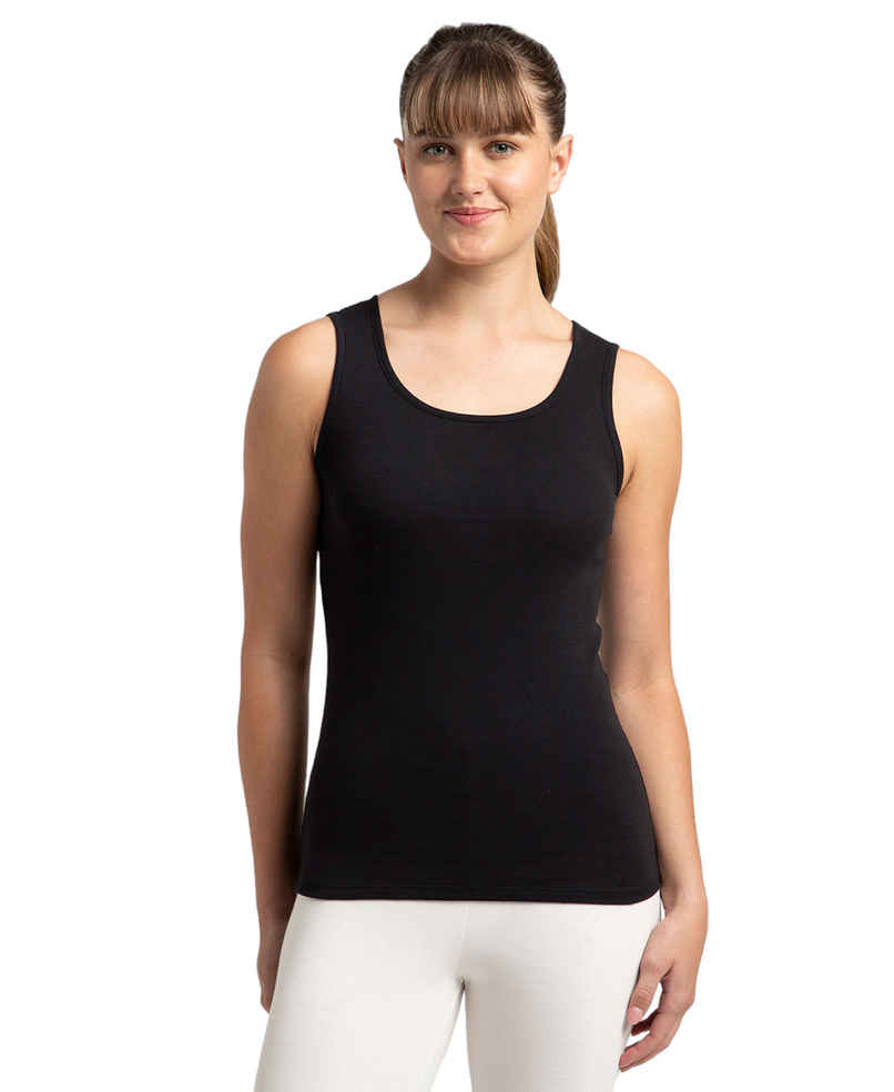 Jockey Women's Outerwear Super Combed Cotton Rib Fabric Slim Fit Solid Tank Top | Black | L Jockey Women's Outerwear Super Combed Cotton Rib Fabric Slim Fit Solid Tank Top | Black | L