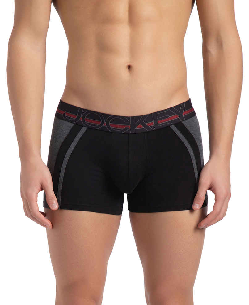 Jockey US21 Men's Super Combed Cotton Solid Trunk | Black-L