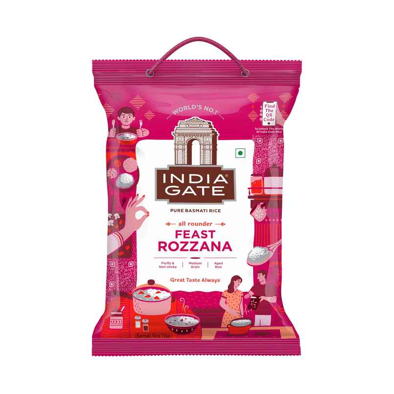 India Gate All Rounder Feast Rozzana Basmati Rice | Aged Rice | Fluffy and Non-Sticky India Gate All Rounder Feast Rozzana Basmati Rice | Aged Rice | Fluffy and Non-Sticky