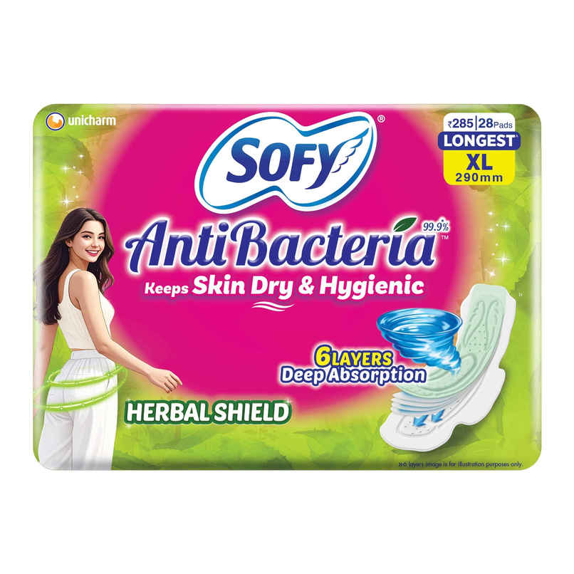 Sofy AntiBacteria XL Sanitary Pads | 6 Layer Deep Absorption | 290mm Sofy AntiBacteria XL Sanitary Pads | 6 Layer Deep Absorption | 290mm