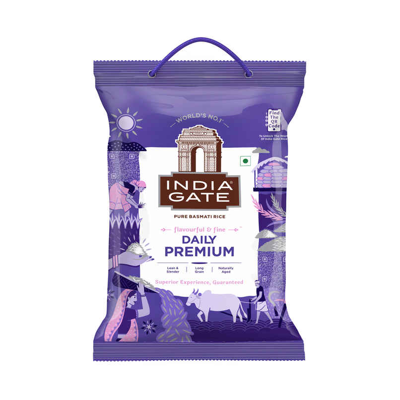 India Gate Flavourful and Fine Daily Premium Basmati Rice | Long and Slender Grains