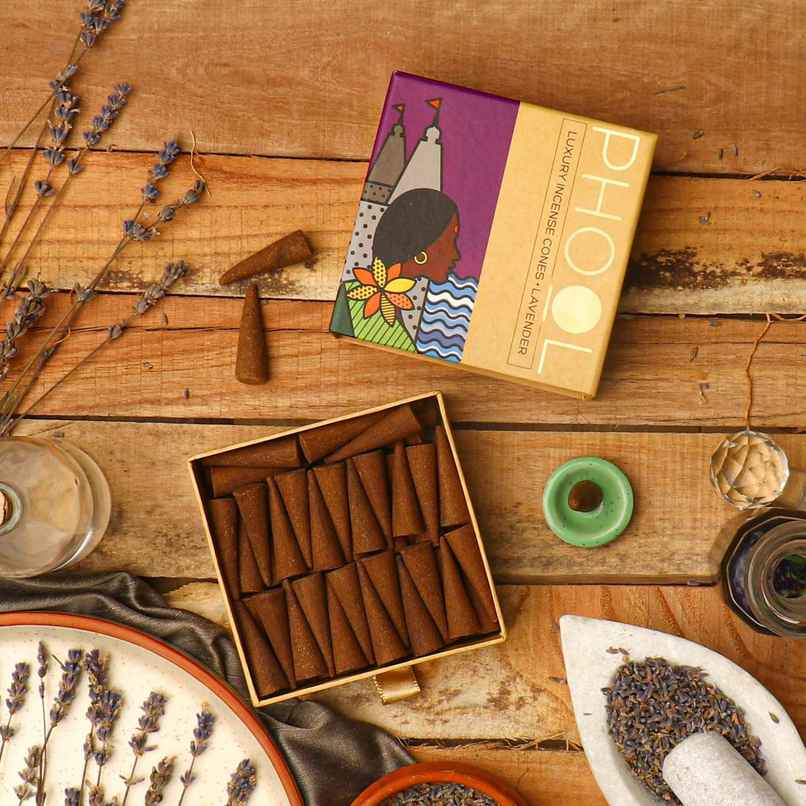 Lavender Dhoop Cones | Natural Certified Incense Cones | Phool