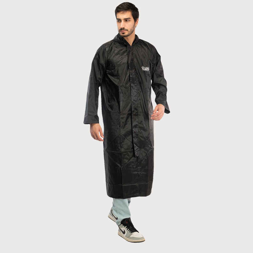 Fendo Ruby Cindrella Rain Coat for Men Long Overcoat Bike Rain Jacket | Black | XXL