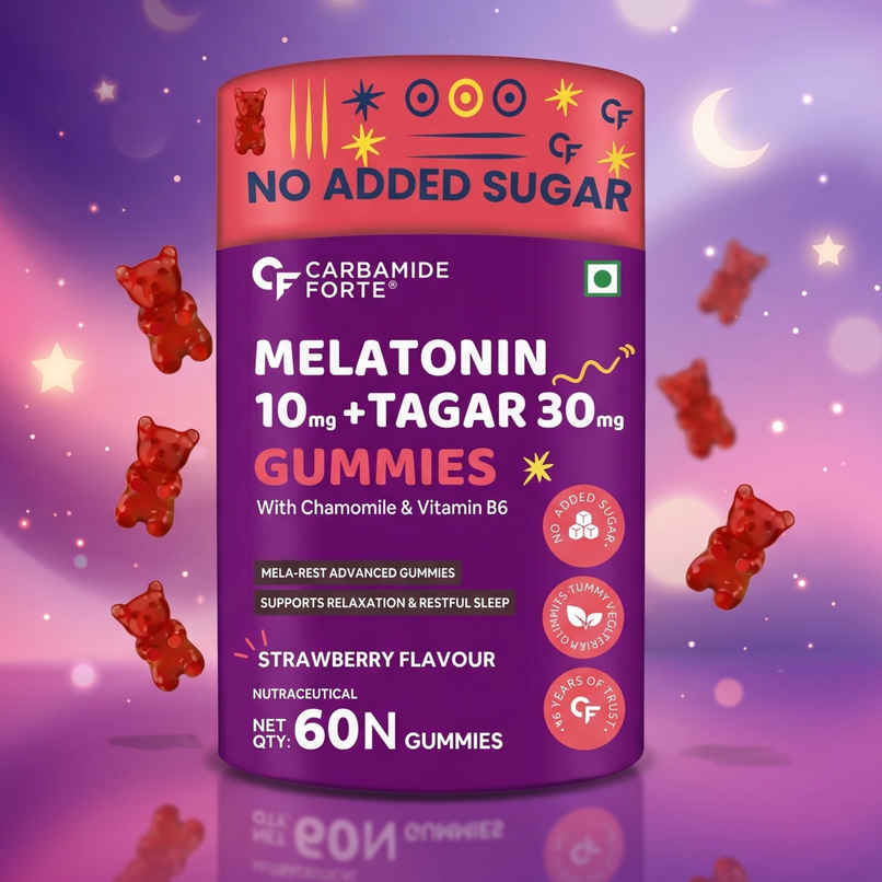 Carbamide Forte Melatonin 10mg sleep Gummies with TAGARA, L Tryptophan & Vitamin B6 Sleep Supplement Carbamide Forte Melatonin 10mg sleep Gummies with TAGARA, L Tryptophan & Vitamin B6 Sleep Supplement