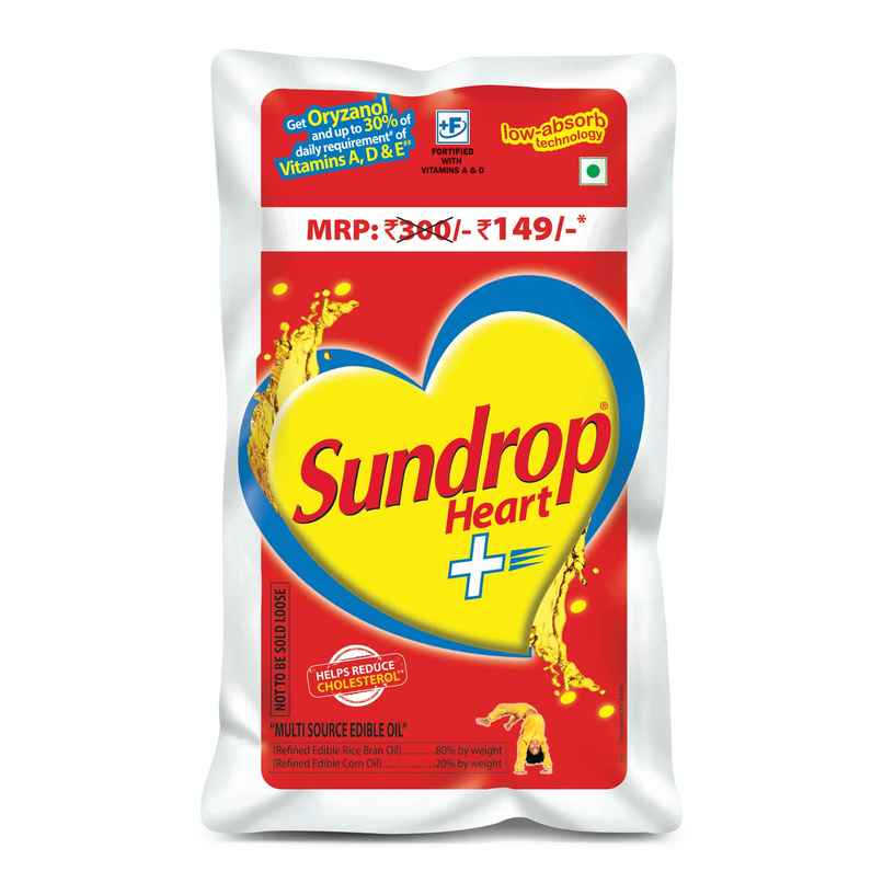 Sundrop Heart Plus|  Helps Reduce Cholesterol | Refined Rice Bran & Corn Oil