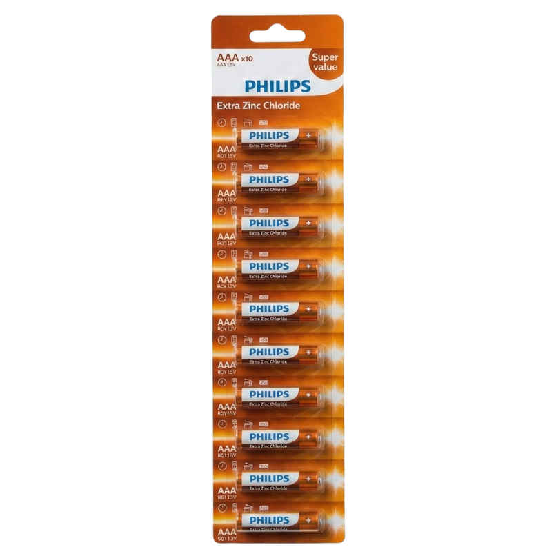 Philips Extra Zinc AAA Battery | 1.5V | Long Lasting | Leak Resistant Philips Extra Zinc AAA Battery | 1.5V | Long Lasting | Leak Resistant