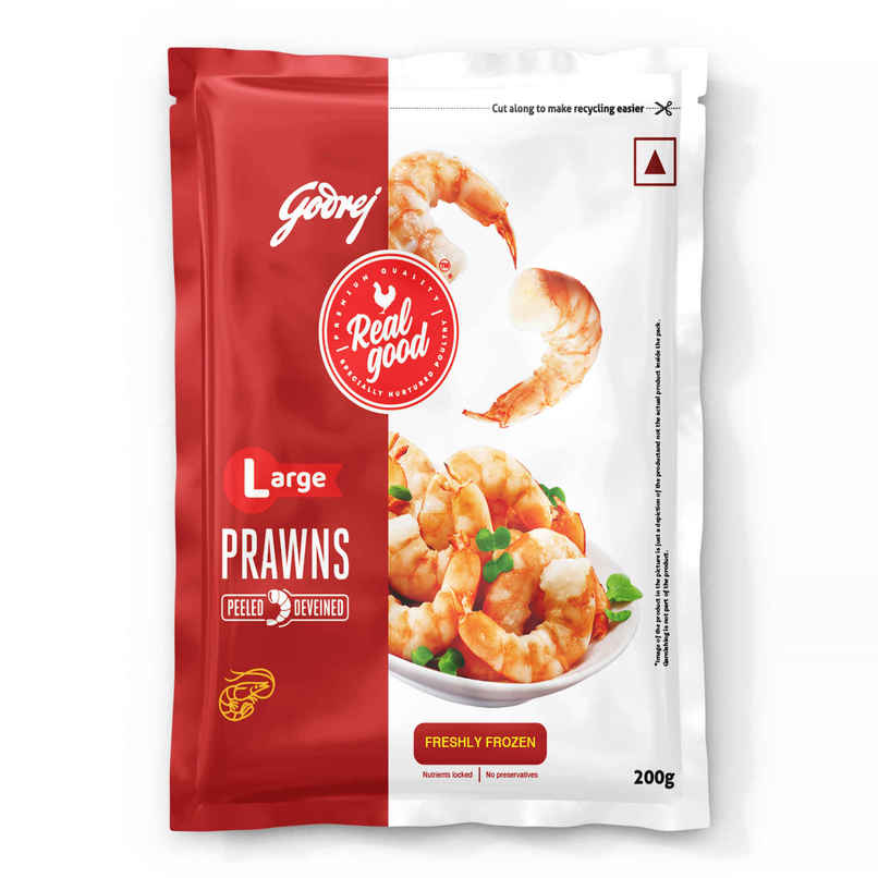 Godrej Real Good Large Prawns | Peeled & Deveined | Freshly Frozen