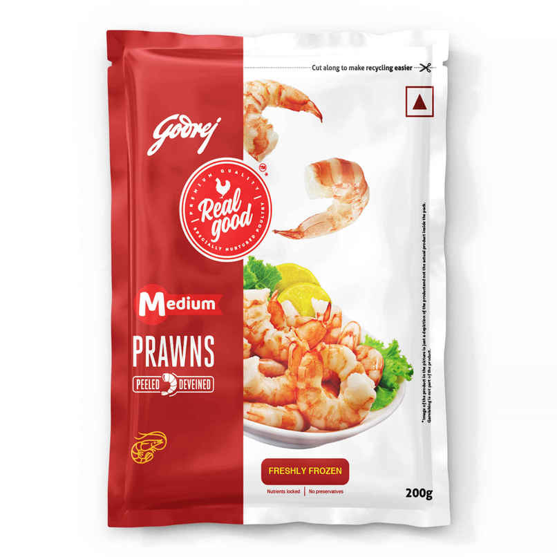 Godrej Real Good Medium Prawns | Peeled & Deveined | Freshly Frozen