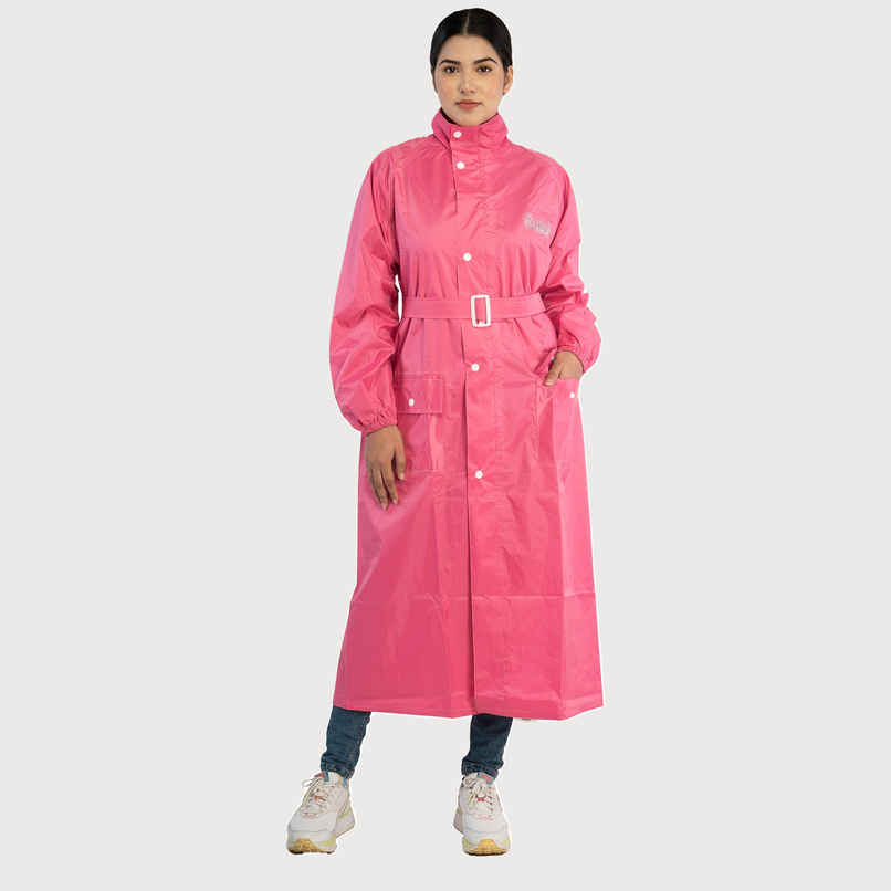 Fendo Ruby Women's Full-Length Waterproof Raincoat with Belt | Princess (Dark Pink) | XL