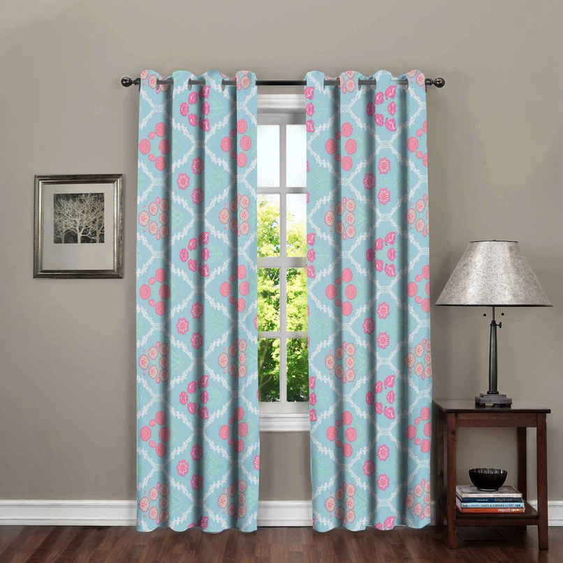 BAY6 Polyester Door Curtains - Set of 2 - (7x4 ft) - Green