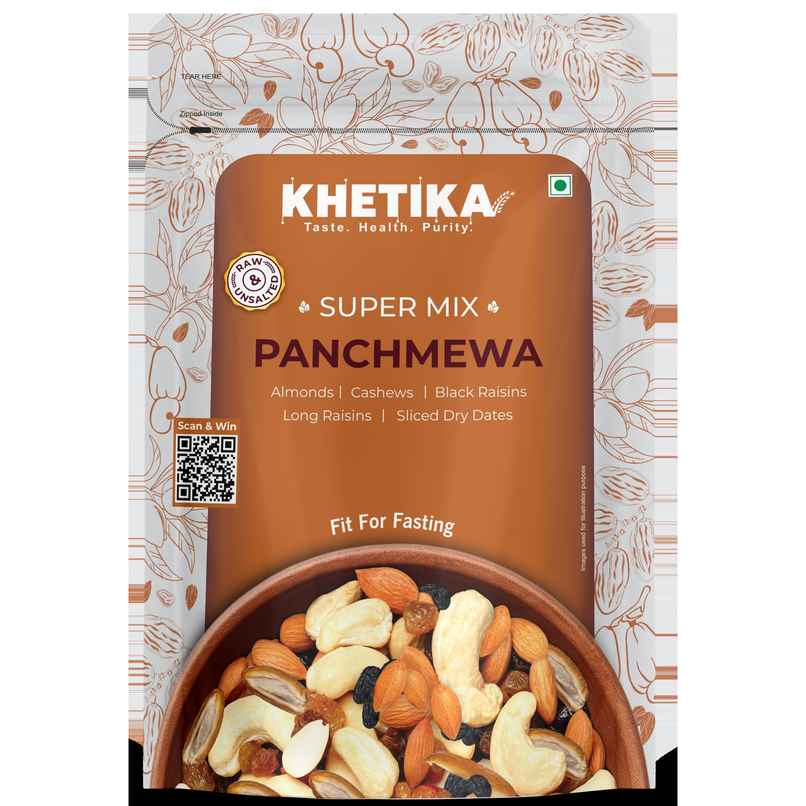 Khetika Premium Panchmeva | 5 Superfood in 1 Mix | Mixed Nuts | Contains Cashew, Almond, Long Raisins, Black Raisins, Sliced Dry Dates | Khetika Premium Panchmeva | 5 Superfood in 1 Mix | Mixed Nuts | Contains Cashew, Almond, Long Raisins, Black Raisins, Sliced Dry Dates |