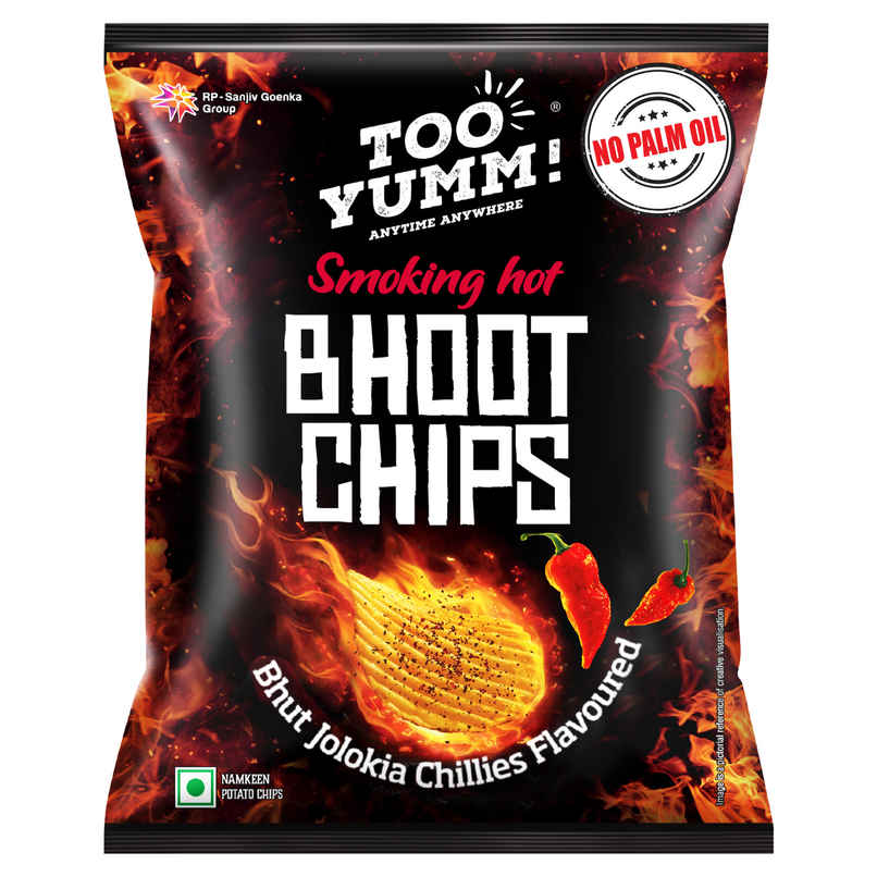 Too Yumm Smoking Hot Bhoot Potato Chips, No Palm Oil Healthy Spicy Chips, 35% Less Saturated Fats