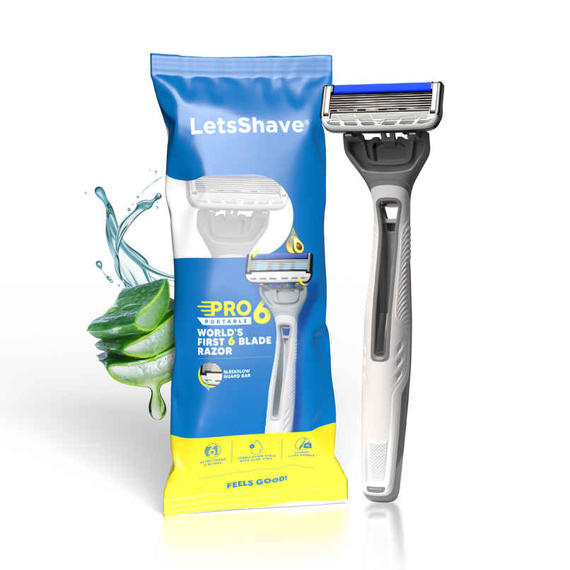LetsShave Pro 6 Portable Razor for Men | World's First 6-Blade Shaving Razor