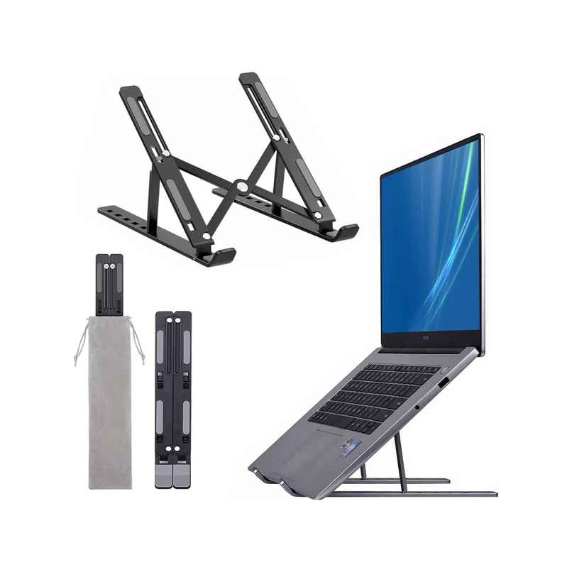 Dyazo 6-Angle Foldable Aluminum Laptop Stand - Dell | HP | Lenovo | Acer | Asus - Black