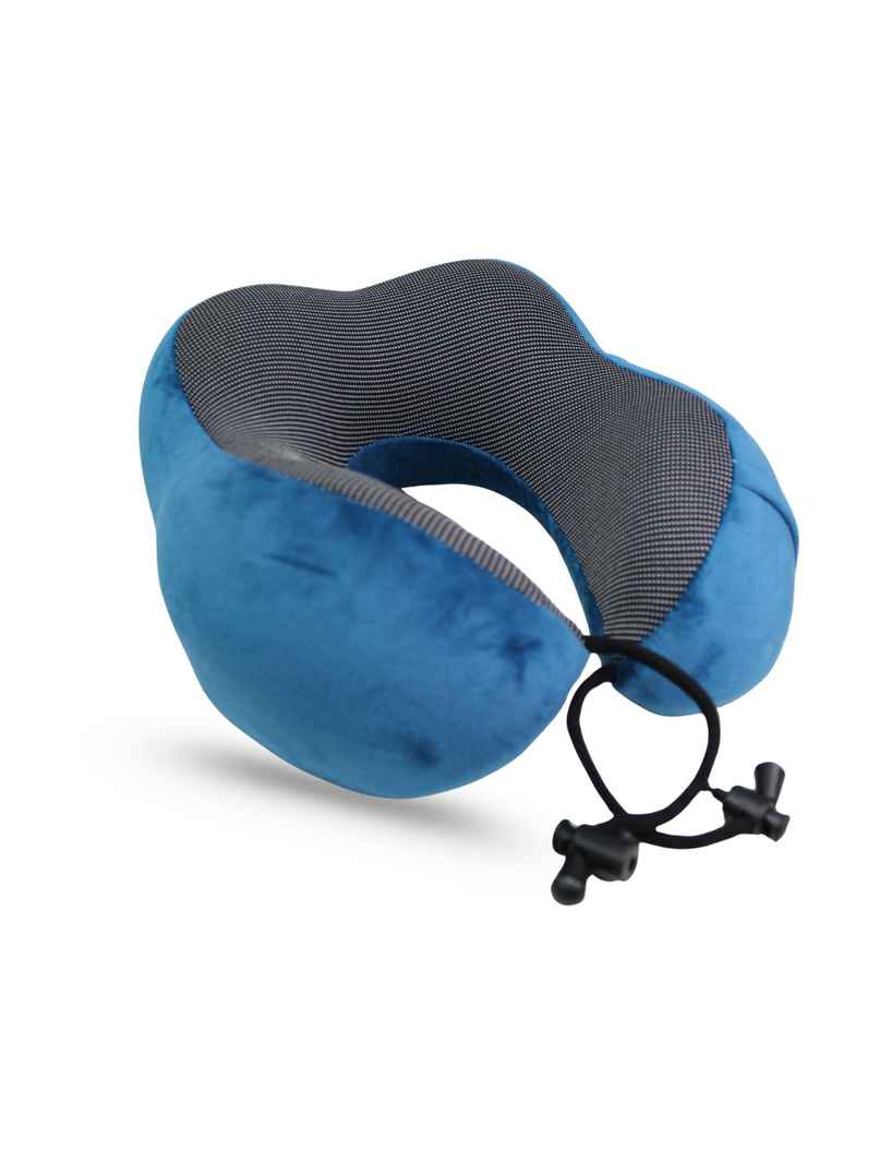 Calvadoss Memory Foam Travel Neck Pillow - Ergonomic Comfort | Aqua Blue