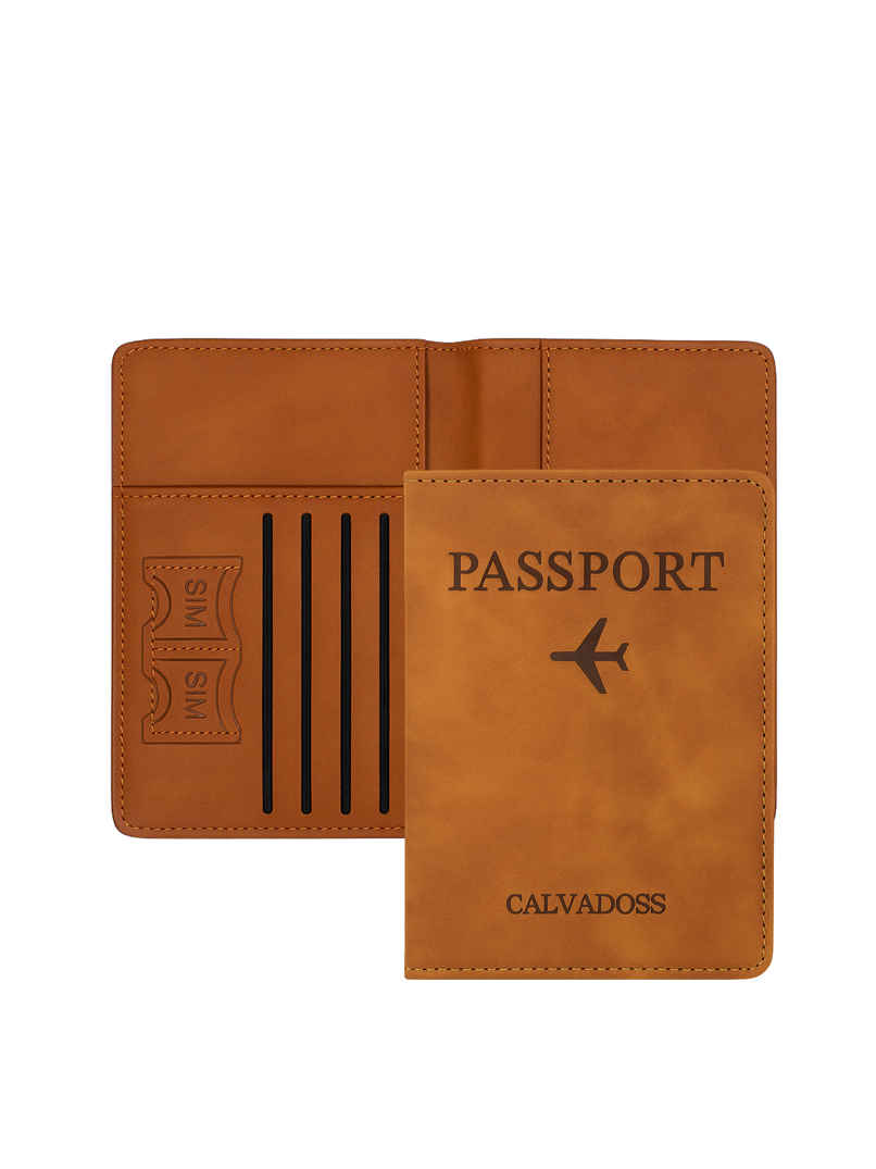 Calvadoss Travel Passport Holder | Tan