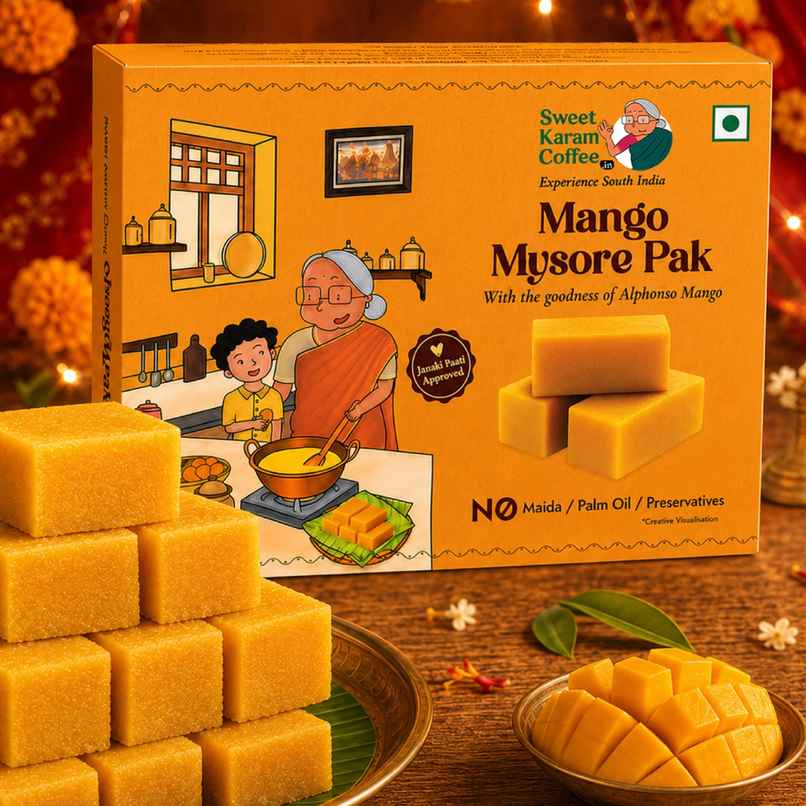 Sweet Karam Coffee Mango Mysore Pak By Sweet Karam Coffee - No Preservatives Sweet Karam Coffee Mango Mysore Pak By Sweet Karam Coffee - No Preservatives