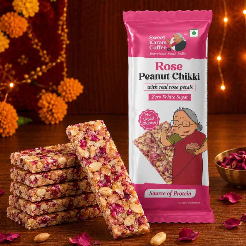 Sweet Karam Coffee Rose Peanut Chikki Bar | No White Sugar Sweet Karam Coffee Rose Peanut Chikki Bar | No White Sugar