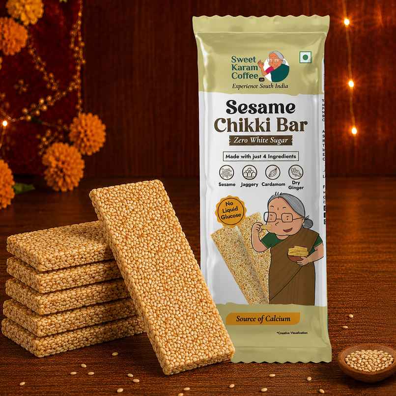 Sweet Karam Coffee White Sesame Chikki Bar | No White Sugar Sweet Karam Coffee White Sesame Chikki Bar | No White Sugar
