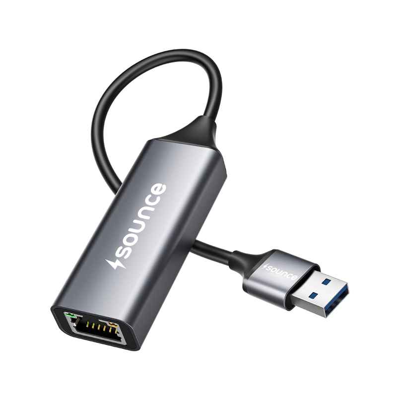 Sounce Usb 2.0 To Rj45 Ethernet Adapter, Usb To 10/100/1000 Gigabit Ethernet Lan Network Adapter, Black