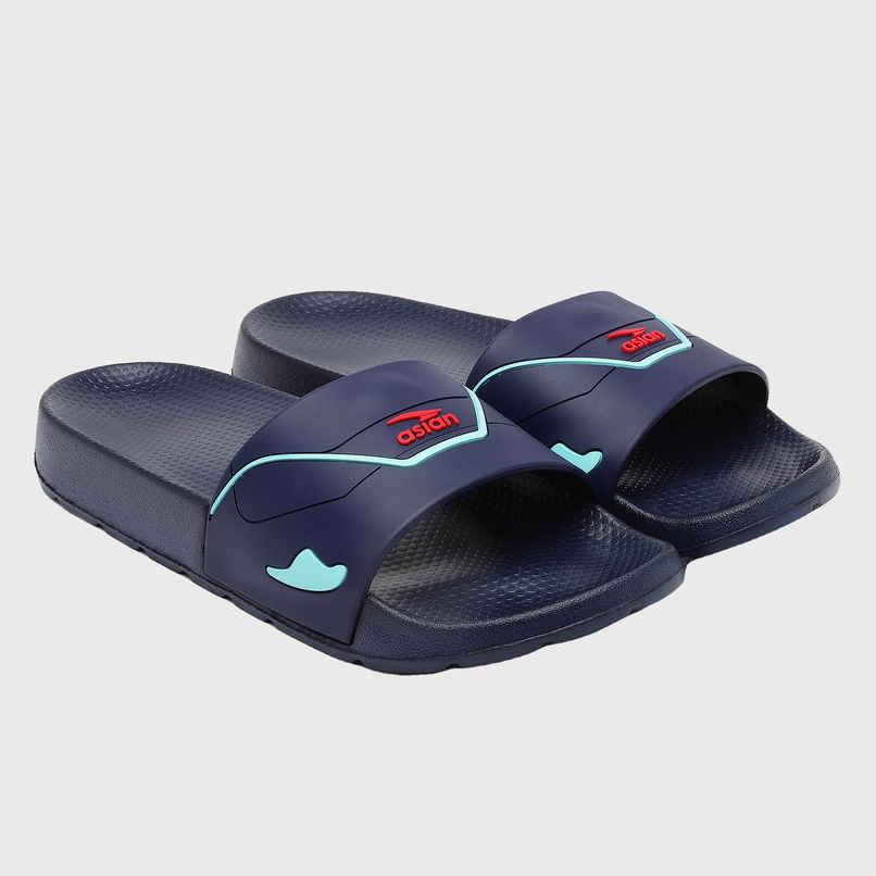Asian Slider-31 Men Slides Navy-Mint (Size-8) Asian Slider-31 Men Slides Navy-Mint (Size-8)