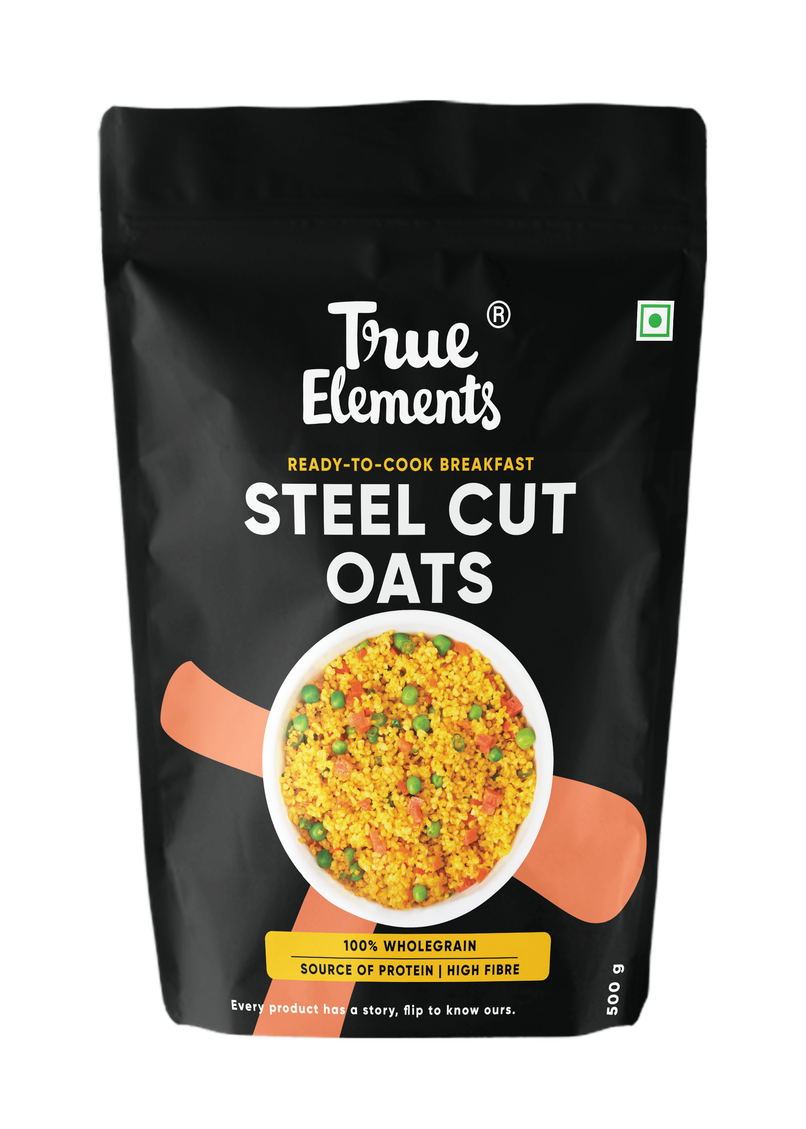 True Elements Steel Cut Oats | premium Wholegrain Oats | High Fibre | Daibetic Friendly