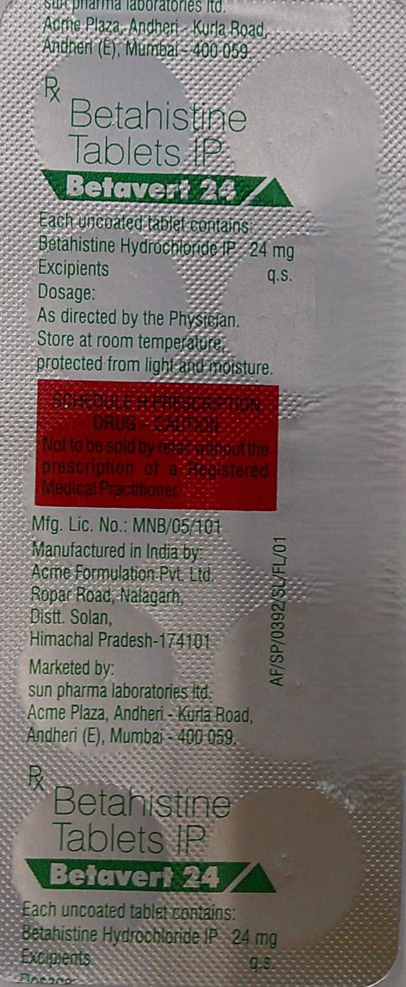 Betavert 24 Tablet