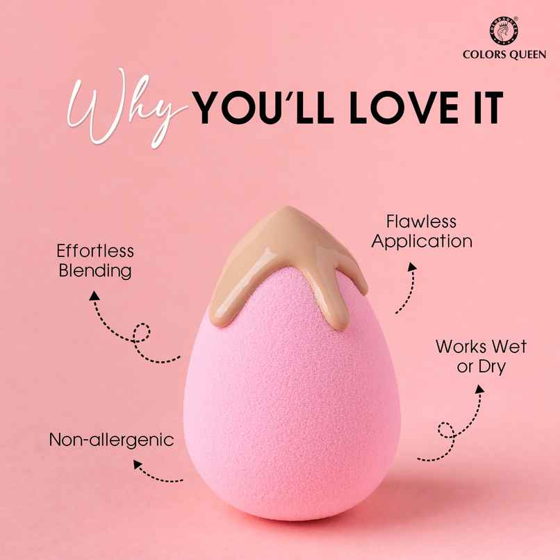 Colors Queen Makeup Blender Puff | Velvet Soft | Easy to Clean | Suitable for Liquid and Cream Colors Queen Makeup Blender Puff | Velvet Soft | Easy to Clean | Suitable for Liquid and Cream