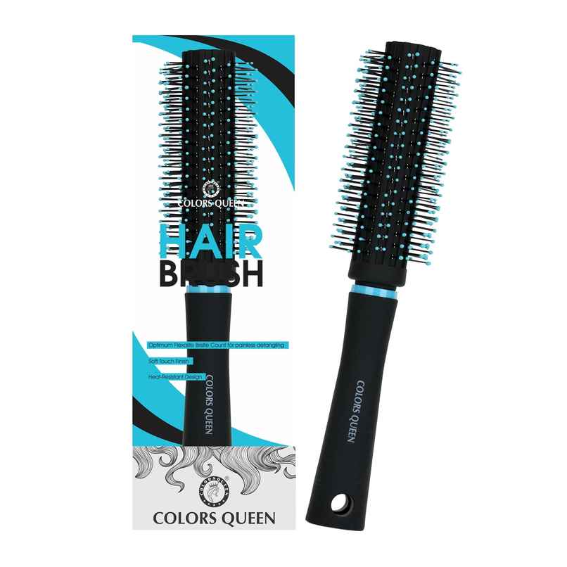 Colors Queen Round Hair Brush with Strong & Flexible Bristles Having Anti | static ball Tips