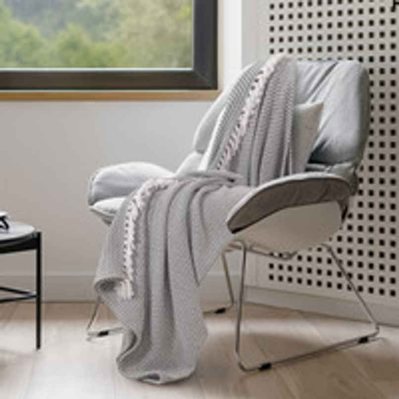 Sashaa World Chevron Delight Grey Ivory Versatile Cotton Throw