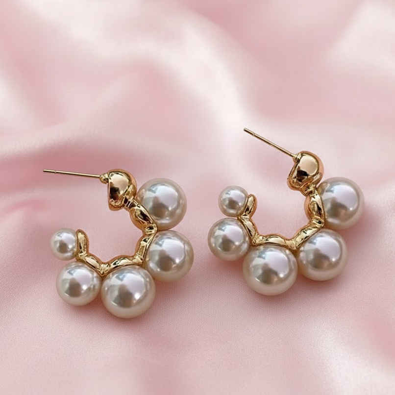 Estailo Fashion Women's Jewellery Earrings Gold White One Size | E0001366