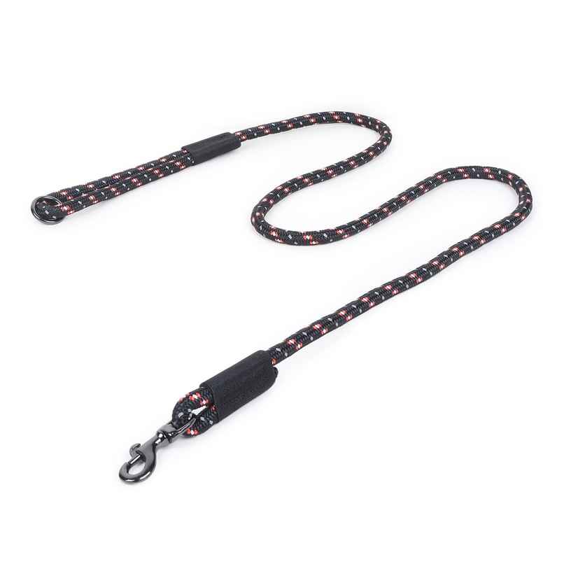 Zigly Reflective Rope Dog Leash | Suitable for Adult Dogs | Medium & Large Breeds | Black - M