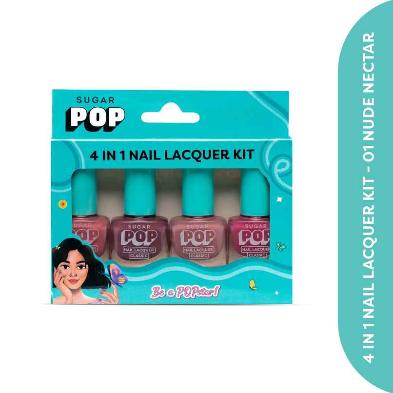 SUGAR POP 4 in 1 Nail Lacquer Kit | 01 Nude Nectar | Long-Lasting Shine
