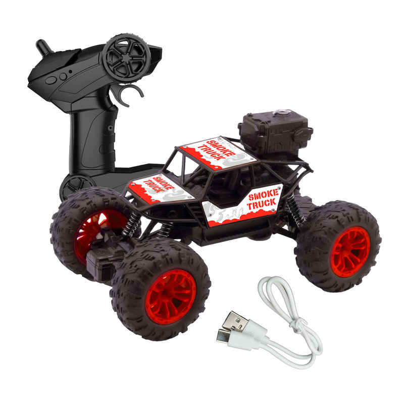 SEEDO Remote Control Car 1:18 , 2.4 GHz, Type-C Rechargeable, Fast Speed Smoke Rock Crawler | Red