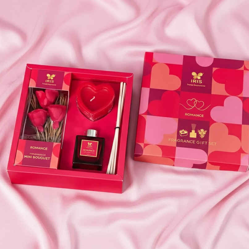 Candle, Roses & Reed Diffuser Gift Hamper | Elegant Fragrance Set | Iris