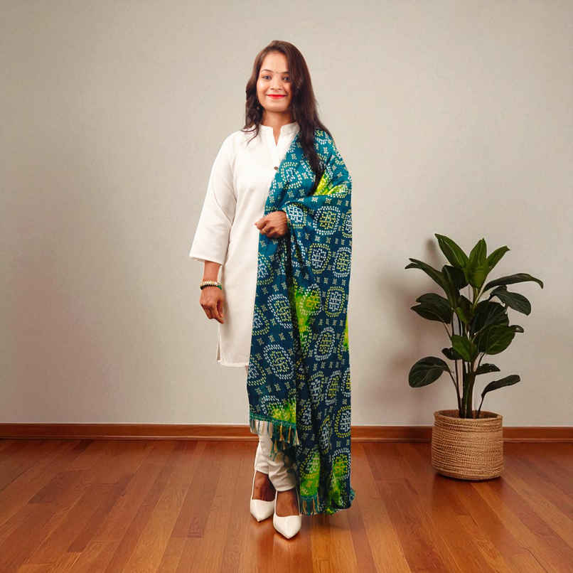 Light Blue Bandhini Dupatta | House of Festivals